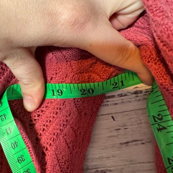 Talbots Pink Pointelle Ruffle Mock Neck Sweater Long Sleeve Knit Pullover Lg - Picture 4 of 6